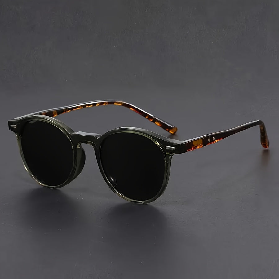 Men's Retro Round Tortoiseshell Sunglasses with Lightweight Frame