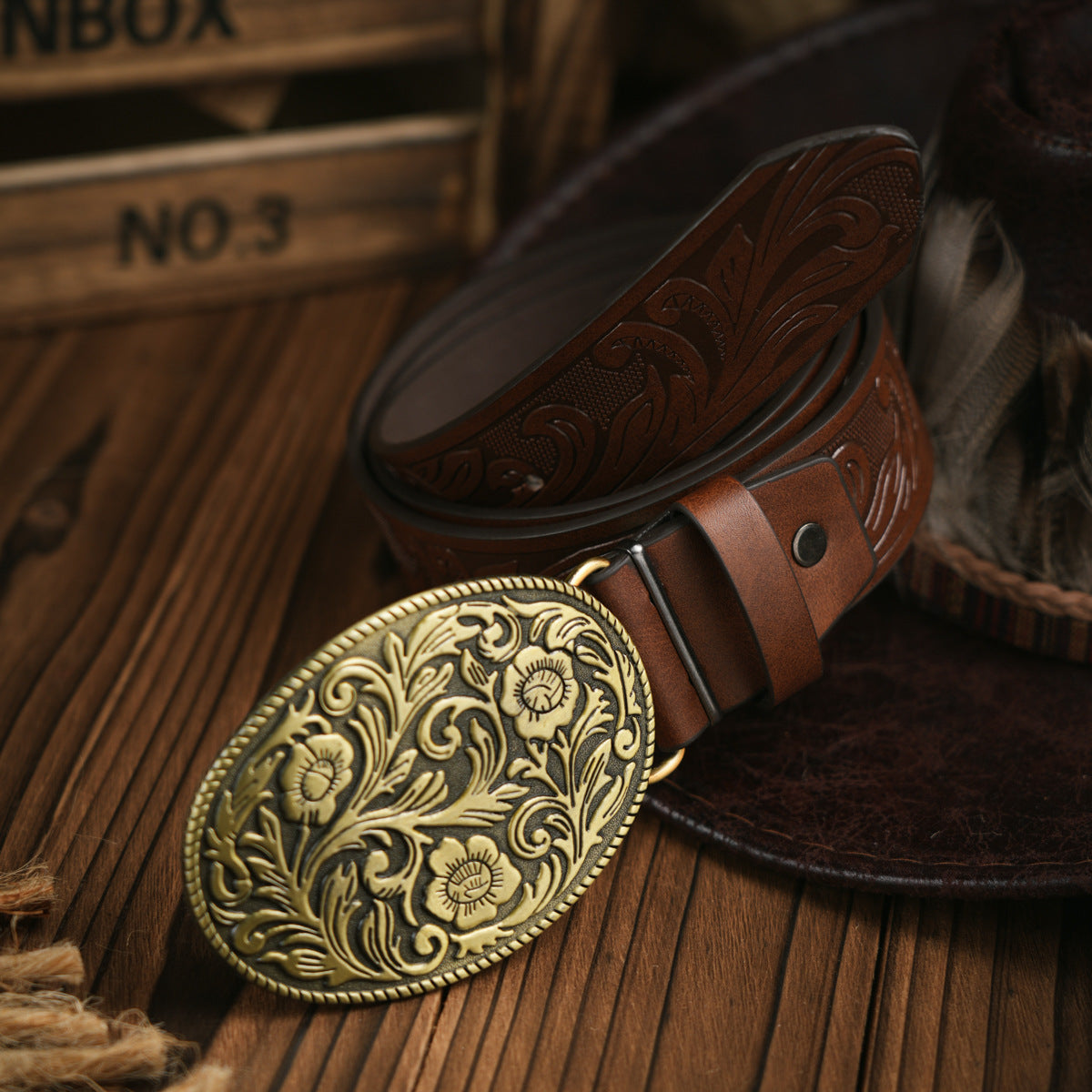 Men's Western Belt | Vegan Leather with Sturdy Metal Buckle