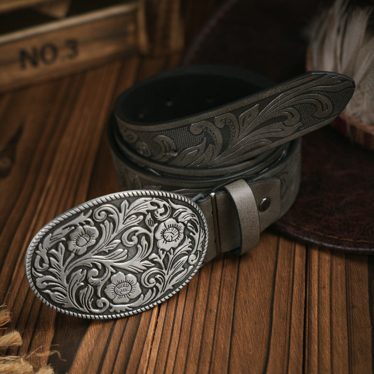 Men's Western Belt | Vegan Leather with Sturdy Metal Buckle