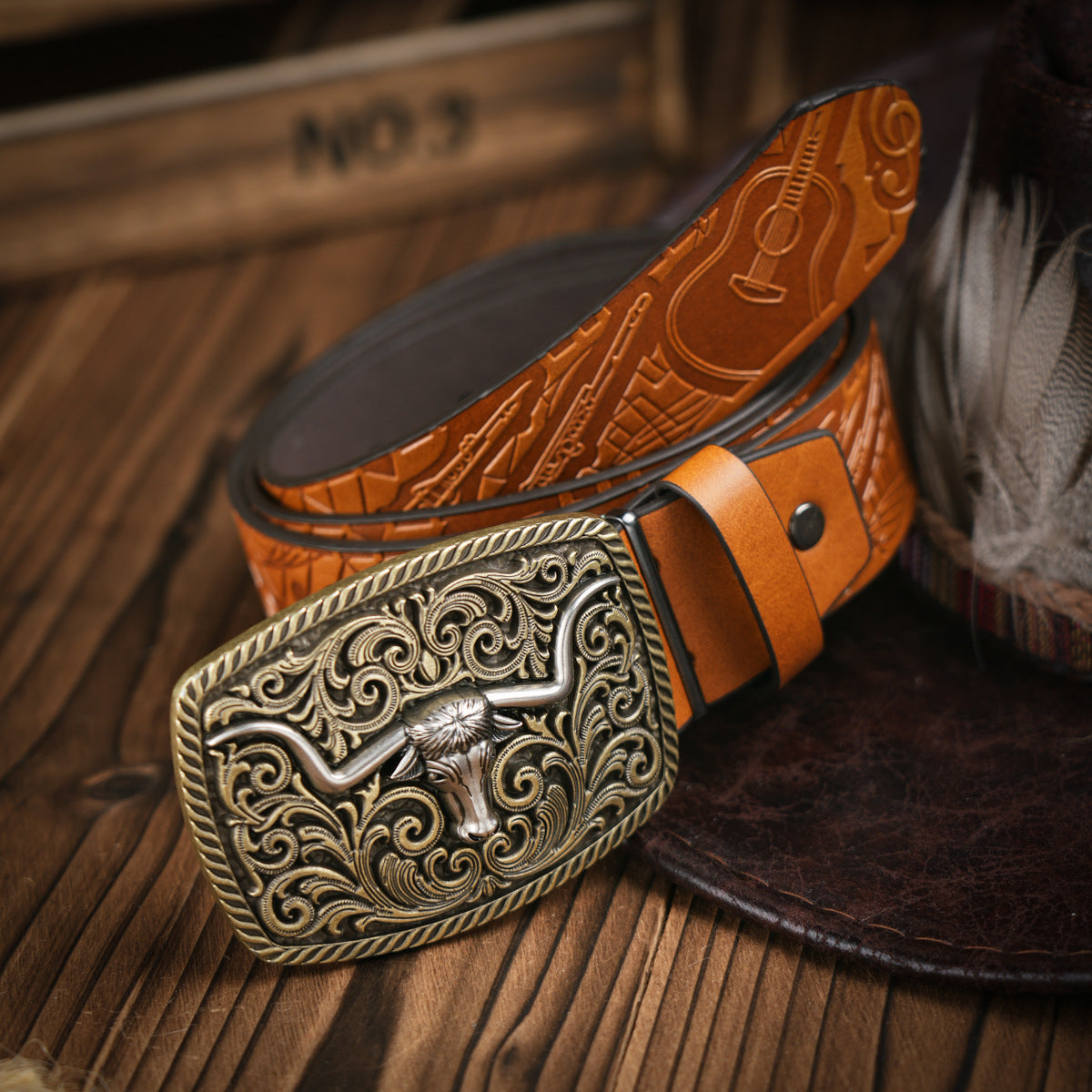 Men's Western Belt | Vegan Leather with Sturdy Metal Buckle