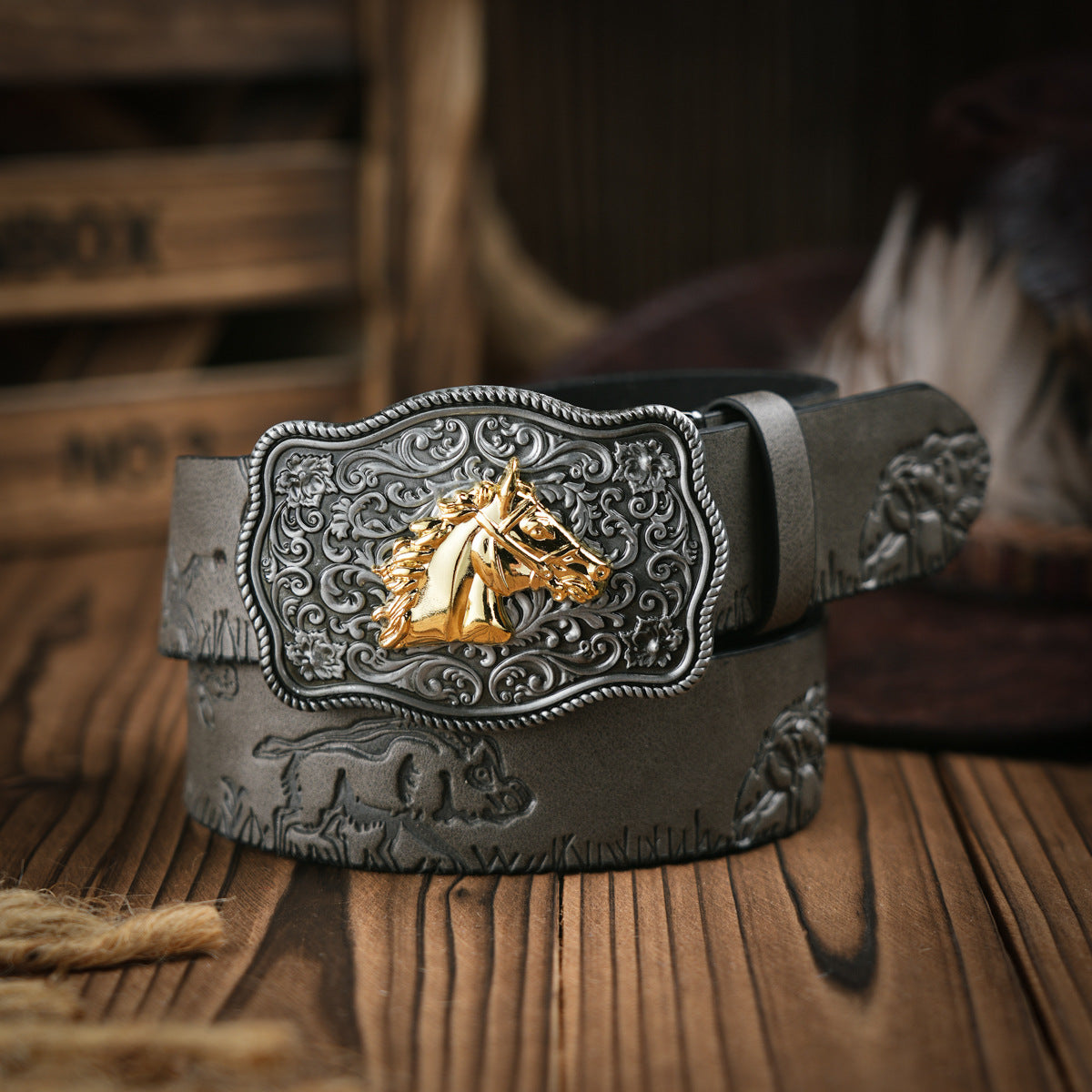 Men's Western Belt | Vegan Leather with Sturdy Metal Buckle