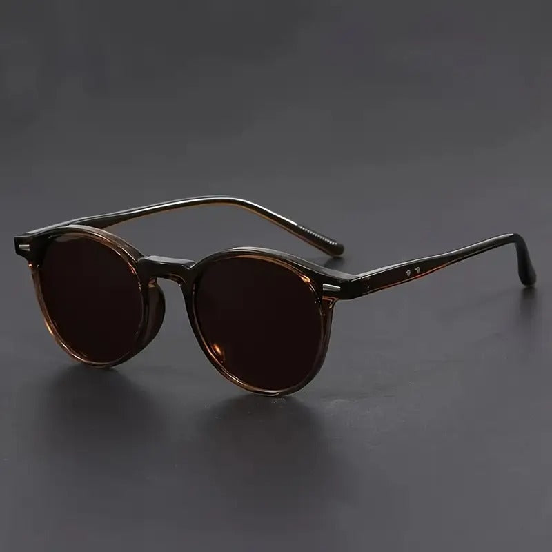 Men's Retro Round Sunglasses – Tortoiseshell Design, Lightweight Frame