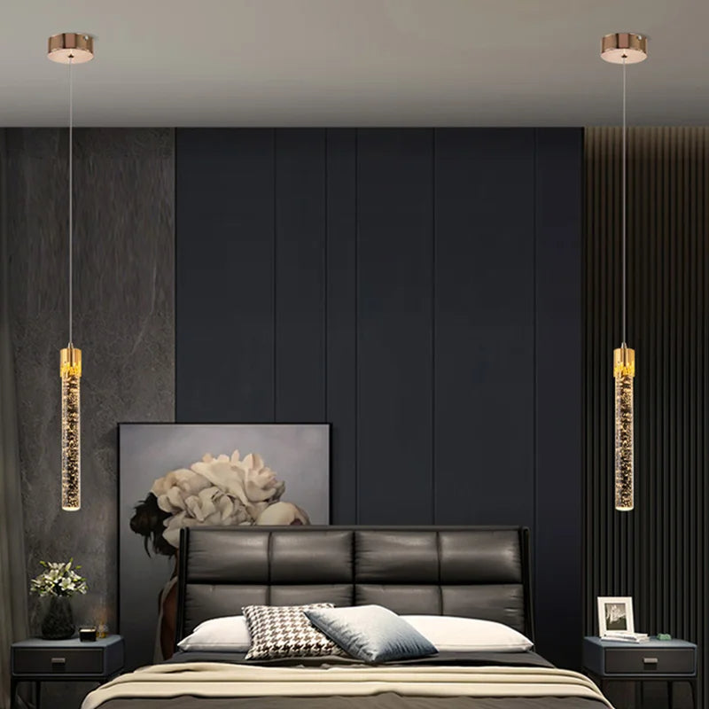 Cylindrical Glass Pendant Light - Elegant Warm Glow Fixture