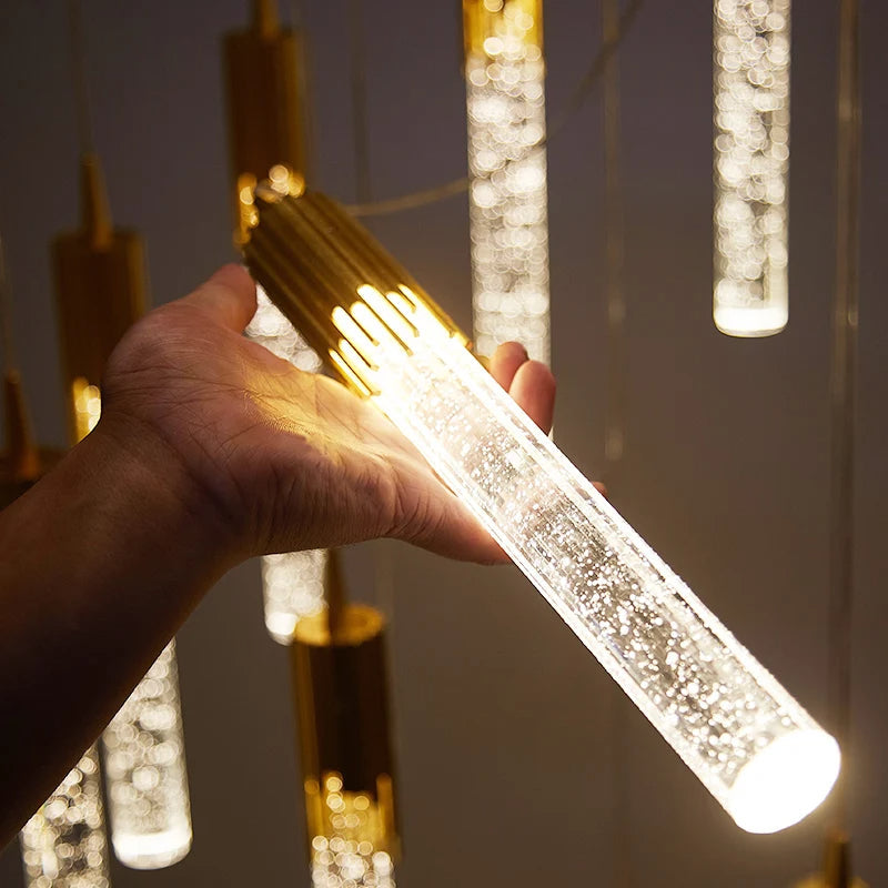 Cylindrical Glass Pendant Light - Elegant Warm Glow Fixture