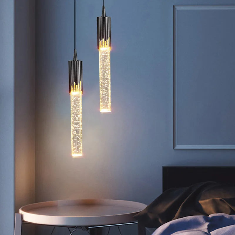 Cylindrical Glass Pendant Light - Elegant Warm Glow Fixture