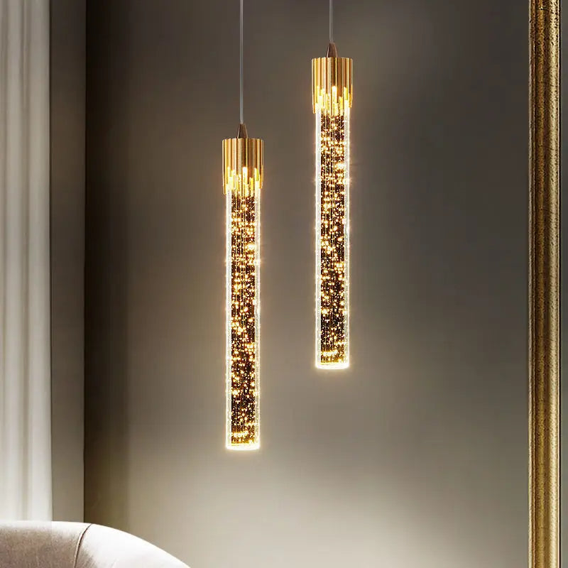 Cylindrical Glass Pendant Light - Elegant Warm Glow Fixture