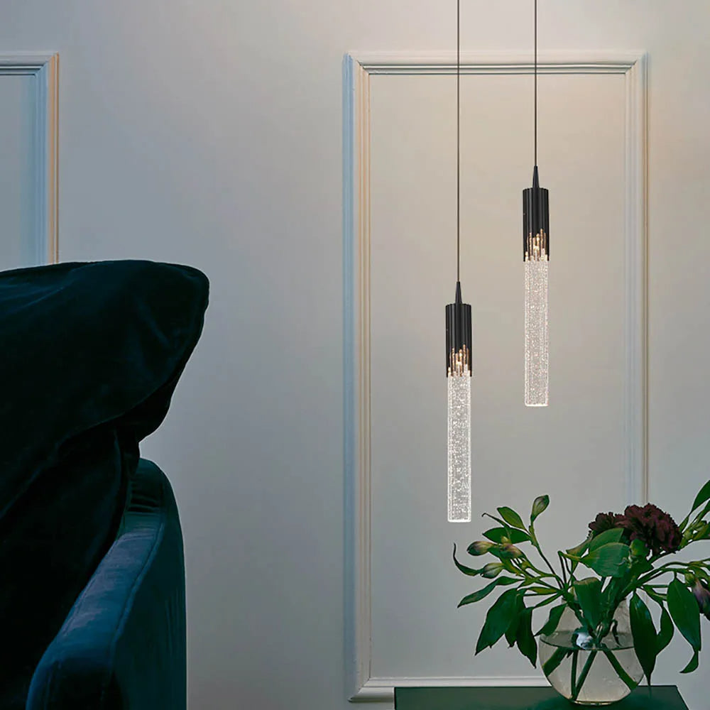 Cylindrical Glass Pendant Light - Elegant Warm Glow Fixture