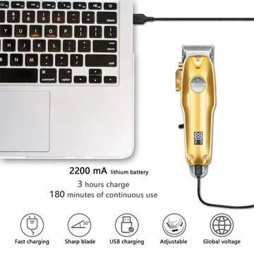Gold Cordless Hair Clippers Set for Men | Professional Trimmer Kit