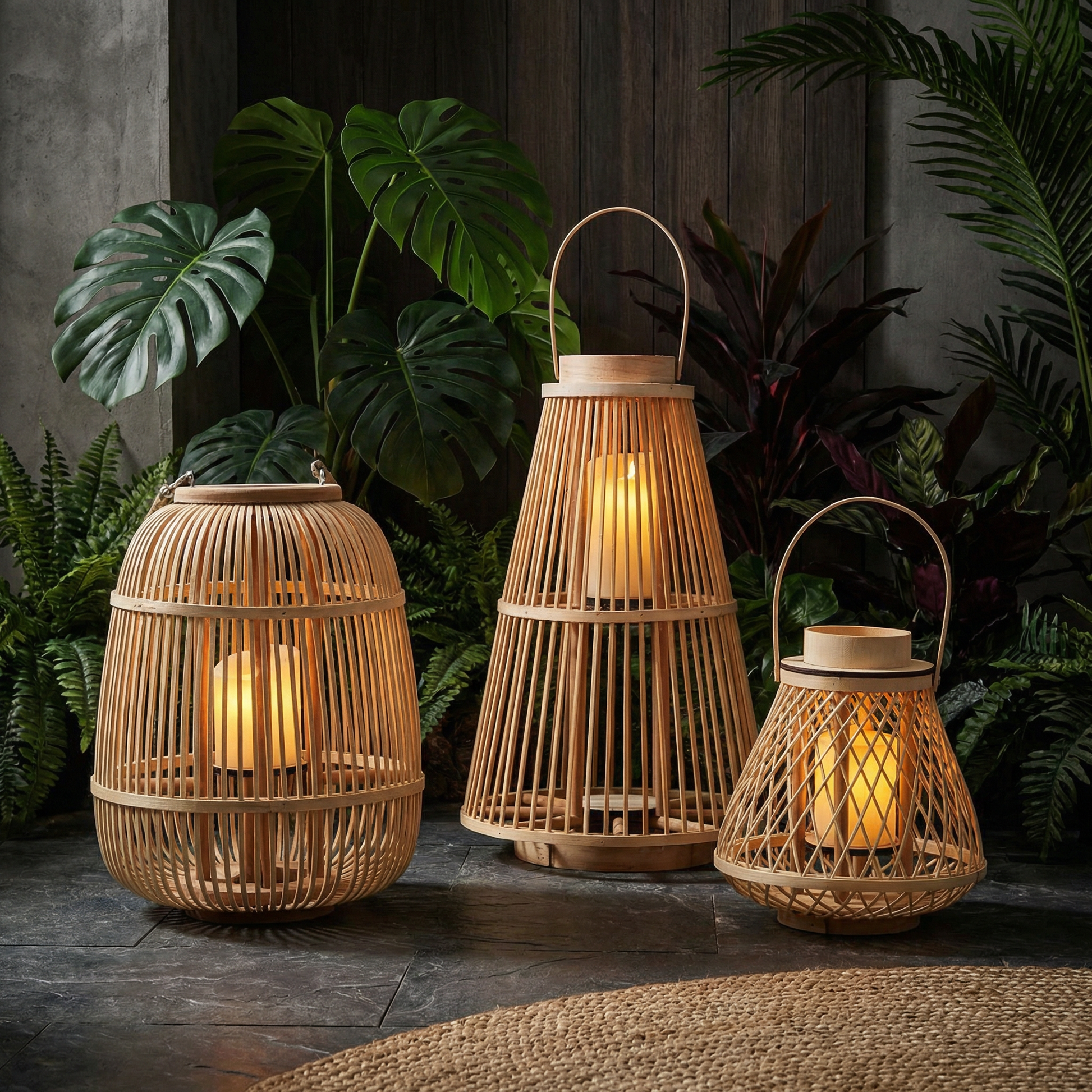 Rustic Rattan Weave Lanterns
