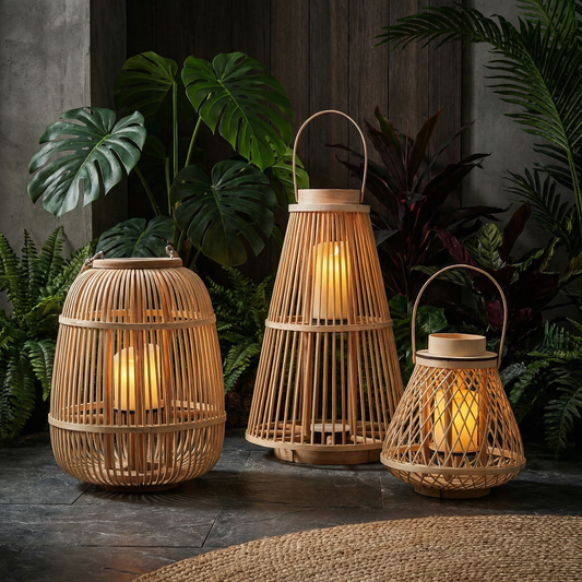 Rustic Rattan Weave Lanterns