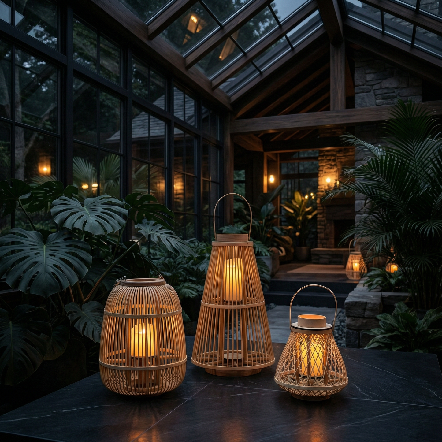Rustic Rattan Weave Lanterns