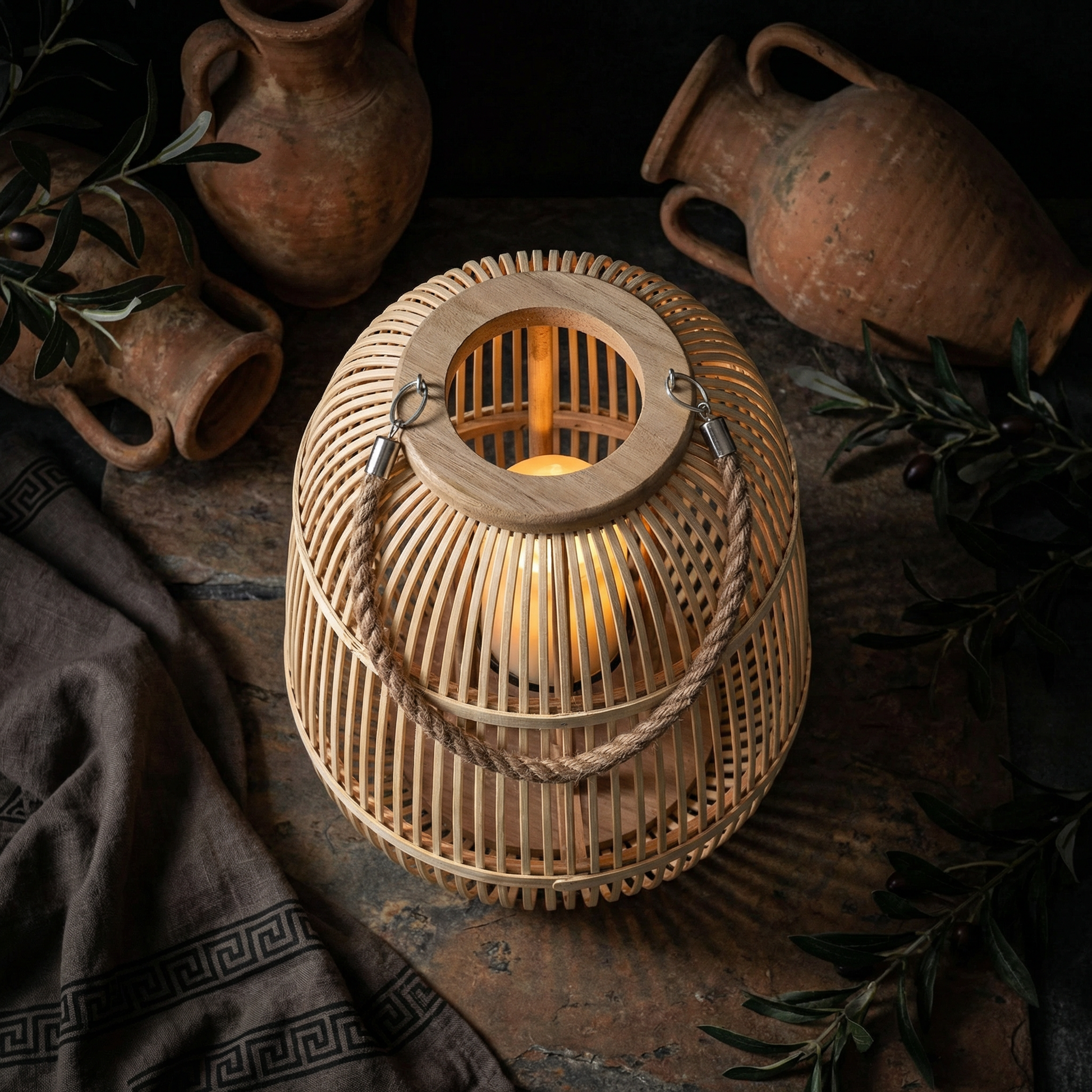 Rustic Rattan Weave Lanterns