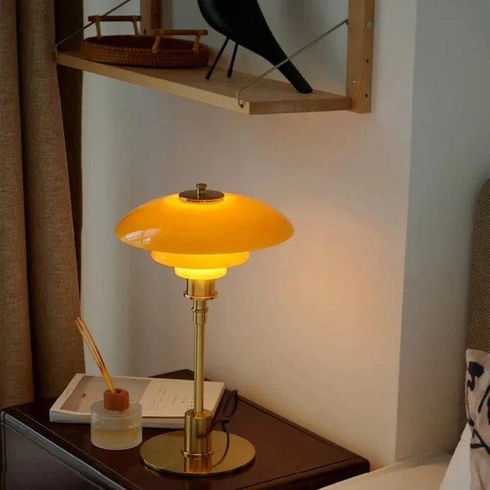 Dimmable Curved Shade Table Lamp with Adjustable Brightness