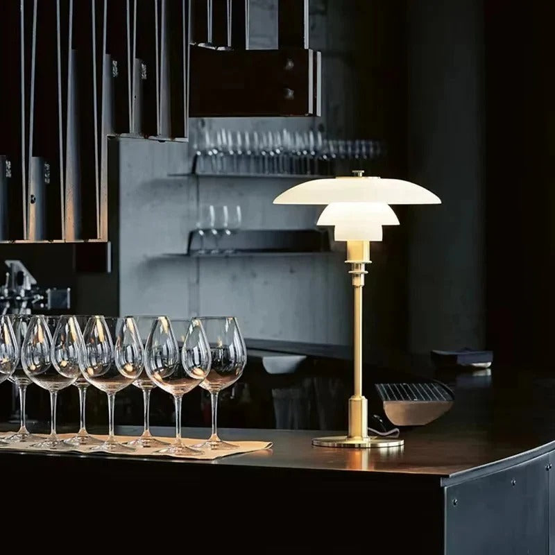 Dimmable Curved Shade Table Lamp with Adjustable Brightness