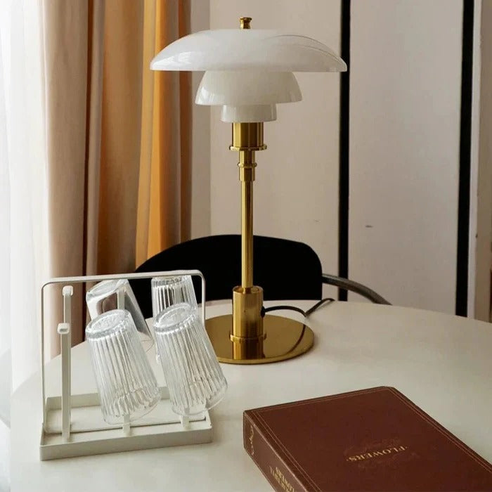 Dimmable Curved Shade Table Lamp with Adjustable Brightness