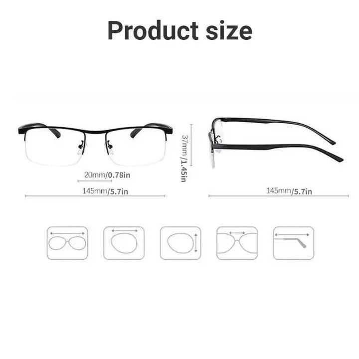 Smart Multifocal Reading Glasses with Blue Light and UV Shielding