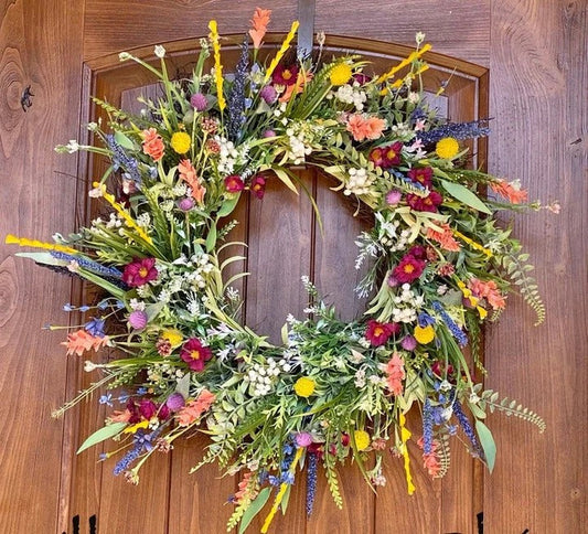 Texas Wildflower Silk Blossom Wreath