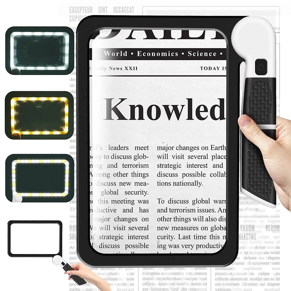 Handheld 5X LED Magnifying Glass with Adjustable Lighting for Reading and Crafts
