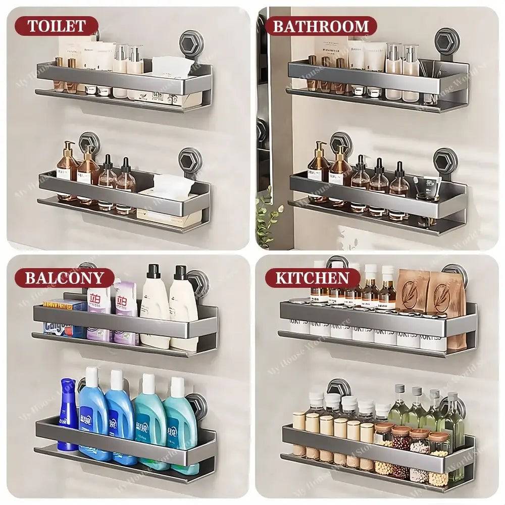 Wall-Mounted Spice Organizer with Suction Cups for Easy Kitchen Storage