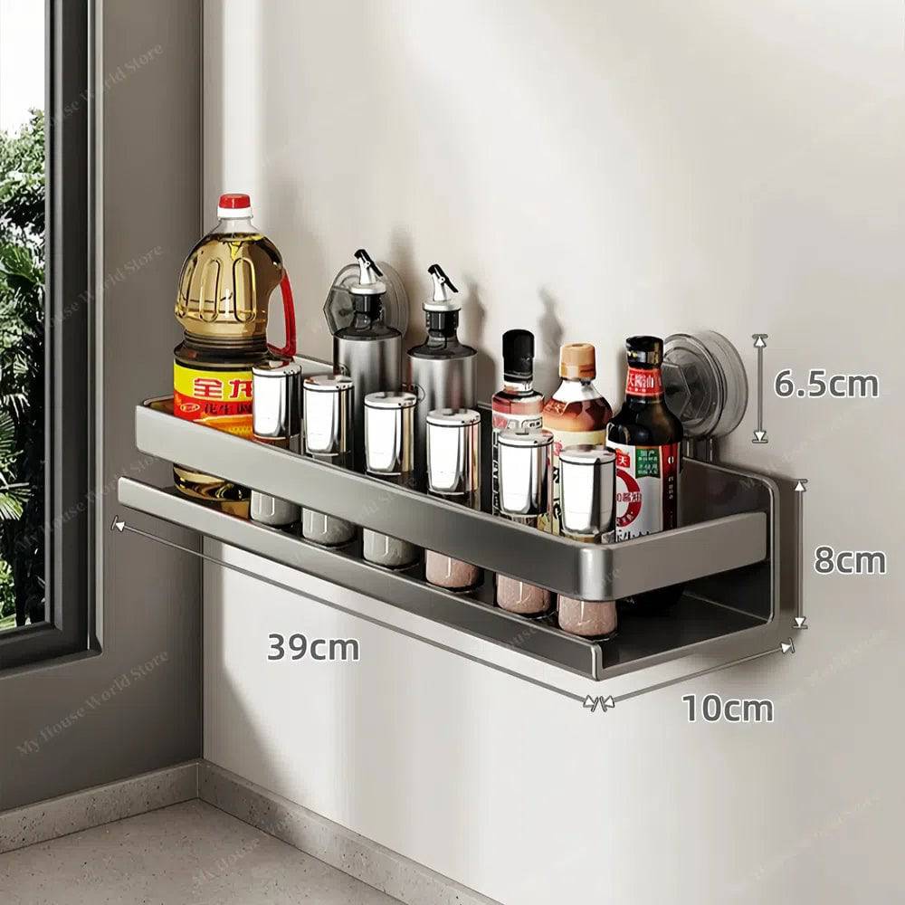 Wall-Mounted Spice Organizer with Suction Cups for Easy Kitchen Storage