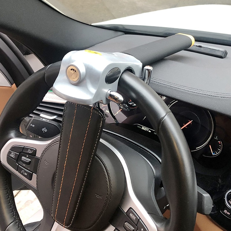 Foldable Anti-Theft Steering Wheel Bar with Built-In Alarm System