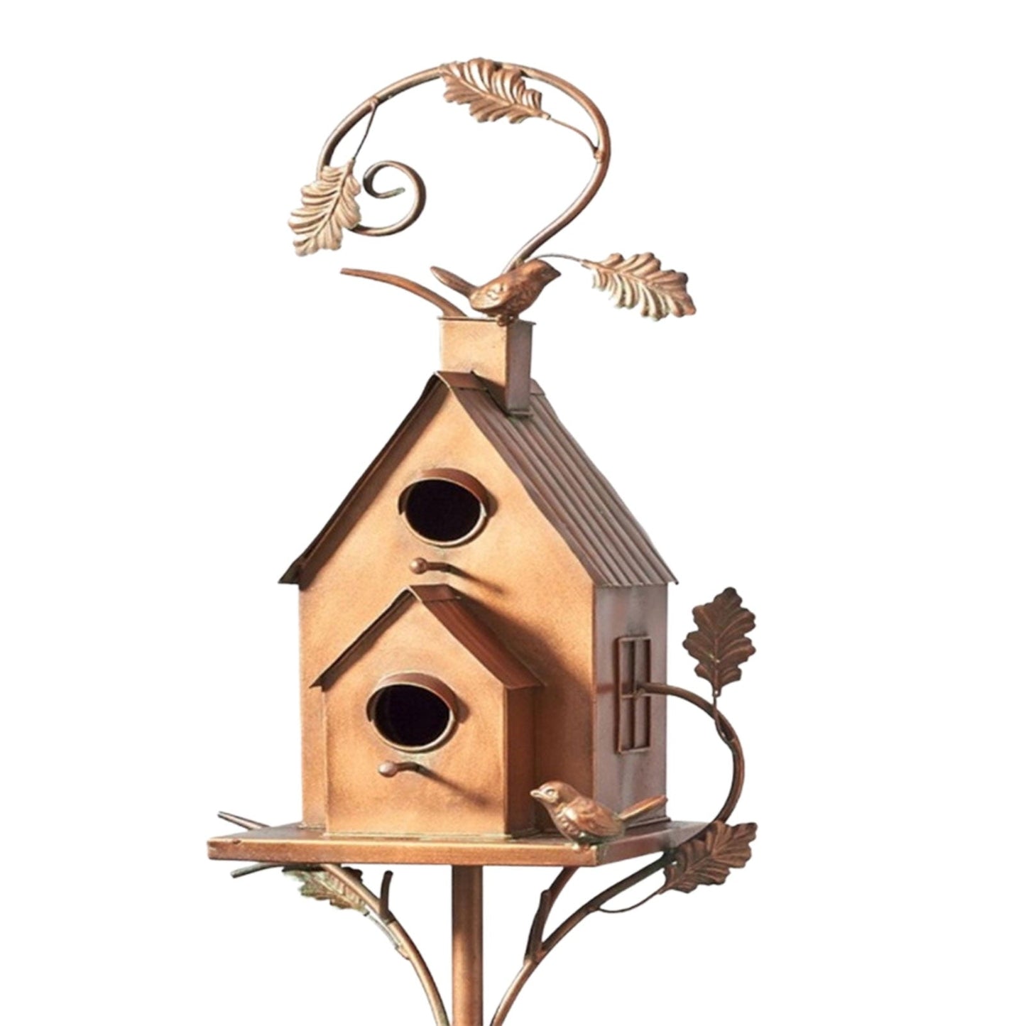 Metal Art Birdhouse on a Garden Stake for Outdoor Charm