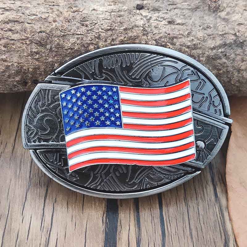 Rustic Metal Oval Cowboys Belt Buckle with Hidden Tool