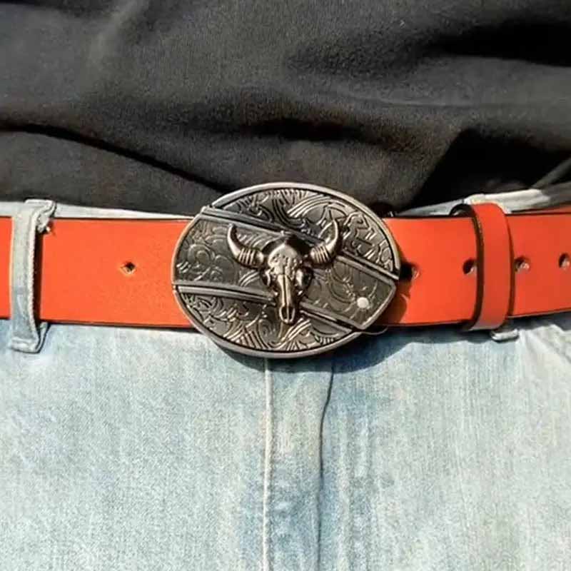 Rustic Metal Oval Cowboys Belt Buckle with Hidden Tool