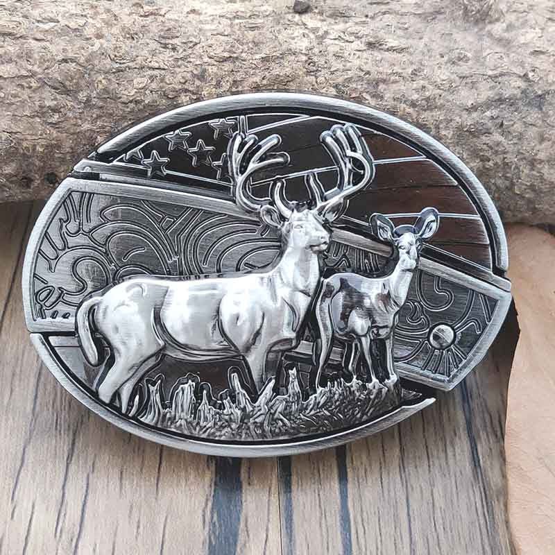 Rustic Metal Oval Cowboys Belt Buckle with Hidden Tool