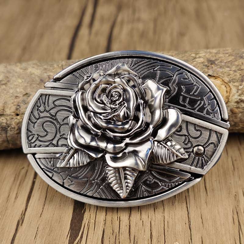 Rustic Metal Oval Cowboys Belt Buckle with Hidden Tool