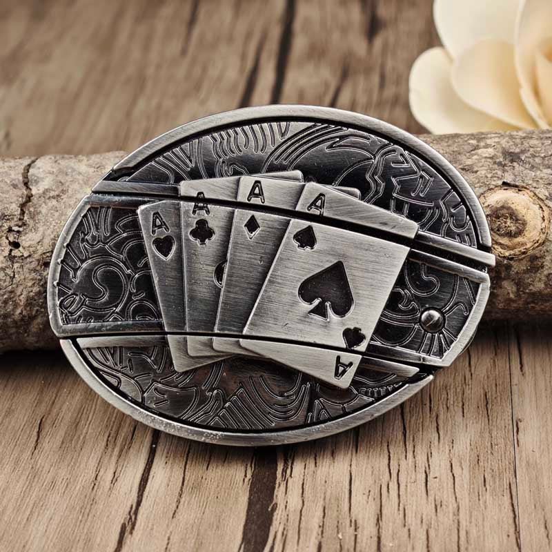 Rustic Metal Oval Cowboys Belt Buckle with Hidden Tool