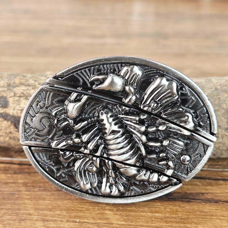 Rustic Metal Oval Cowboys Belt Buckle with Hidden Tool