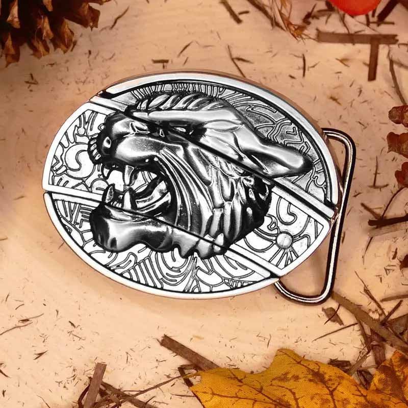 Rustic Metal Oval Cowboys Belt Buckle with Hidden Tool