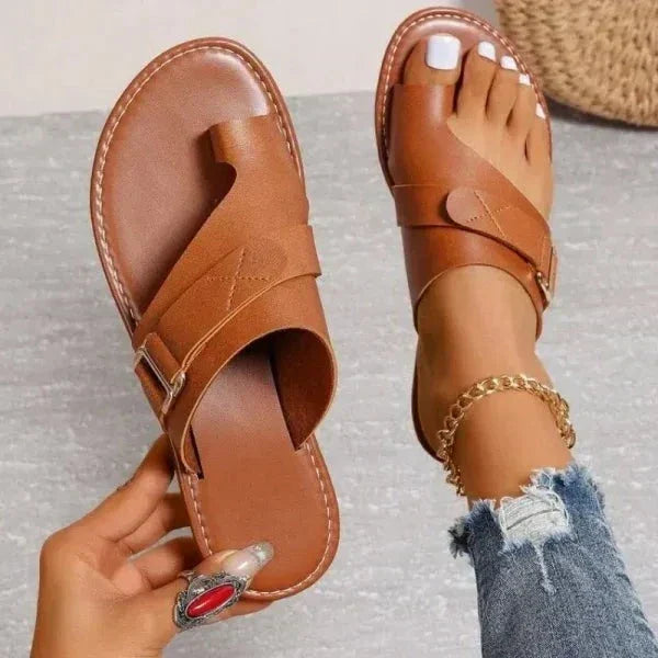 Women's Orthopedic Leather Sandals for Hallux Valgus Correction