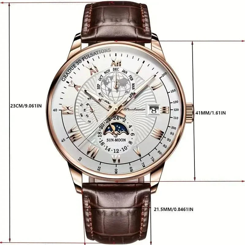 Luxury Men's Mechanical Watch with Moonphase Feature