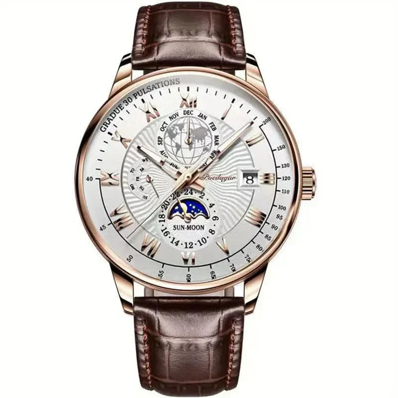 Luxury Men's Mechanical Watch with Moonphase Feature