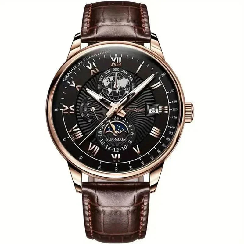 Luxury Men's Mechanical Watch with Moonphase Feature