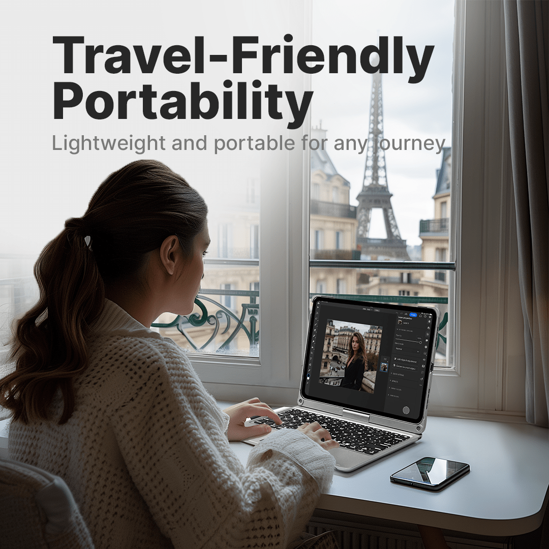 Wireless Keyboard Case for iPad with Rotating Feature