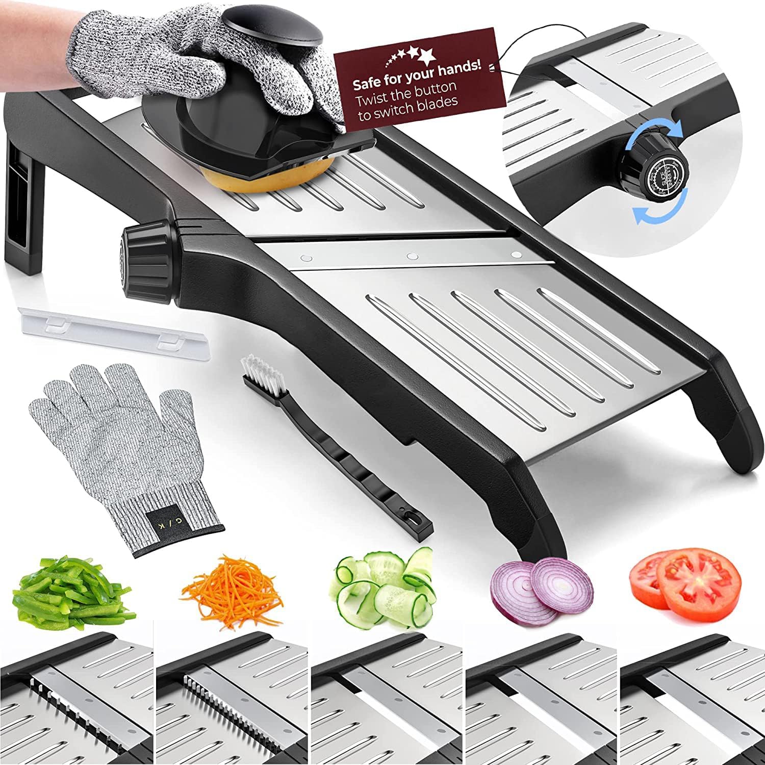 Premium Food Slicer & Safety Gloves for Efficient Vegetable Cutting