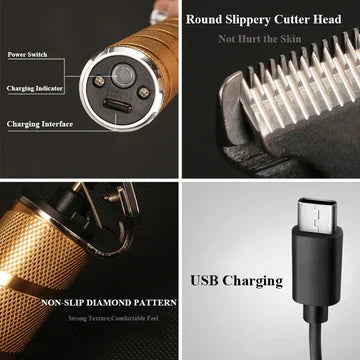 Gold Cordless Hair Clippers Set for Men | Professional Trimmer Kit