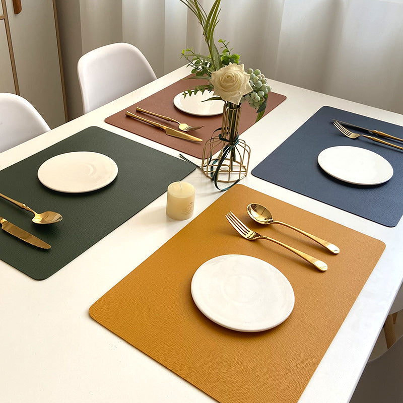 Contemporary Rectangular Waterproof PU Leather Table Placemats