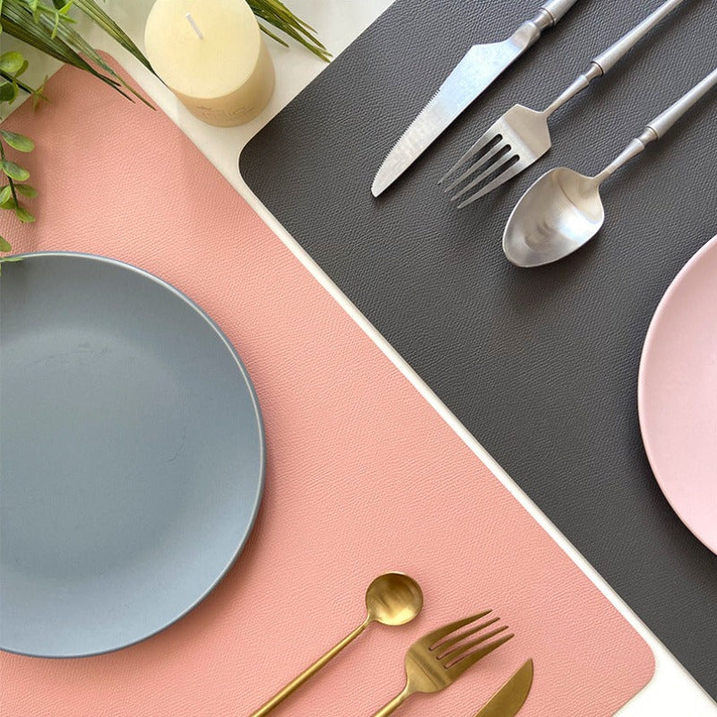 Contemporary Rectangular Waterproof PU Leather Table Placemats