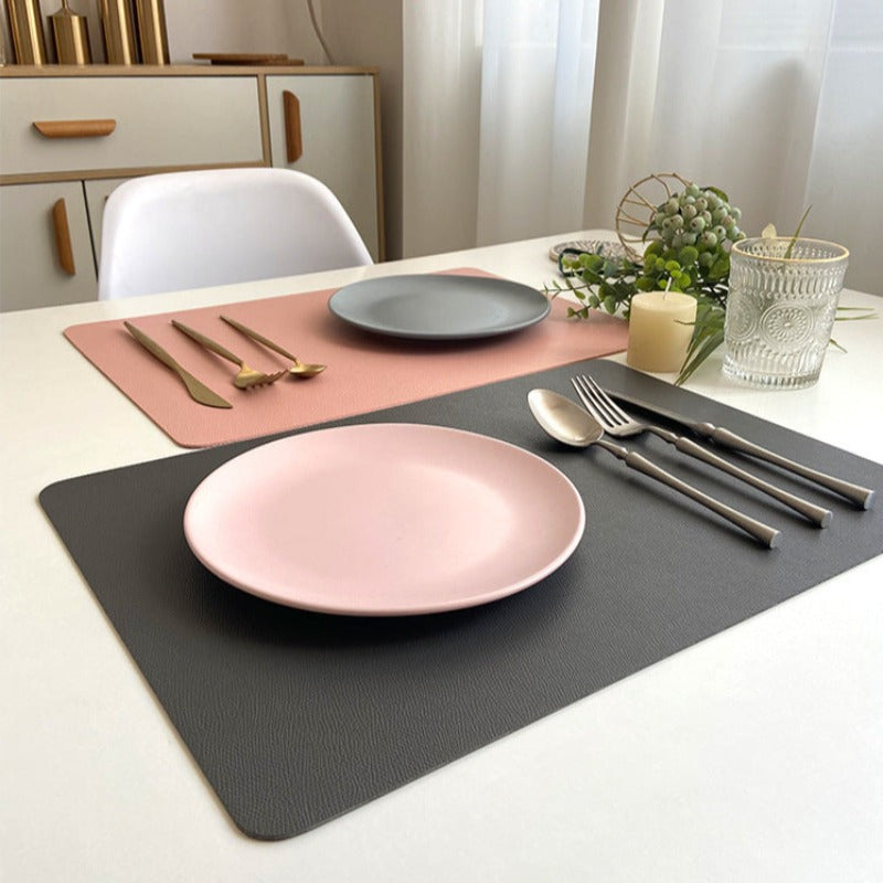 Contemporary Rectangular Waterproof PU Leather Table Placemats