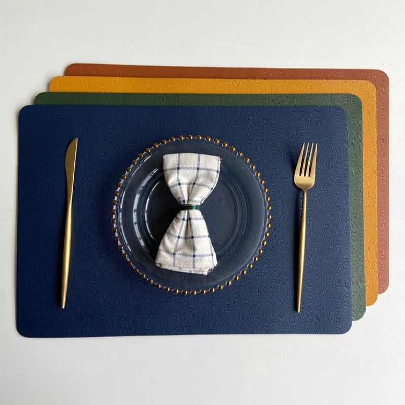 Contemporary Rectangular Waterproof PU Leather Table Placemats