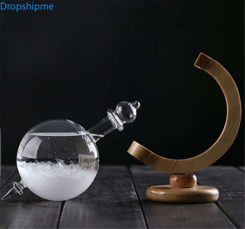 Storm Glass Weather Predictor with Crystal Barometer and Wooden Stand
