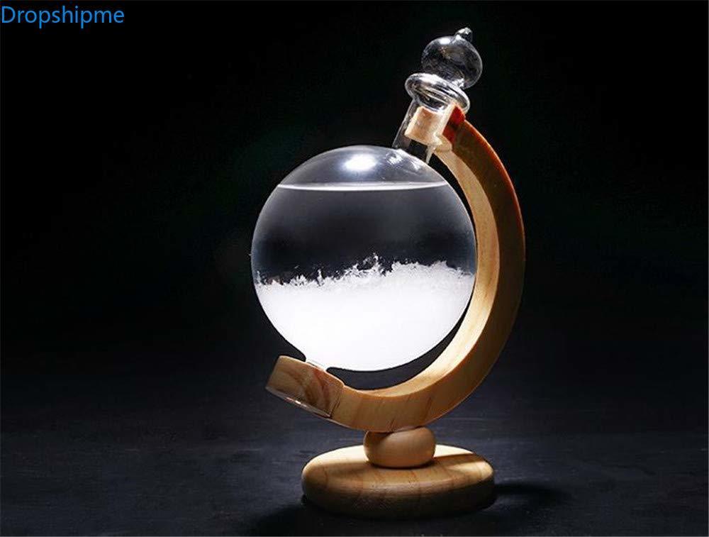 Storm Glass Weather Predictor with Crystal Barometer and Wooden Stand