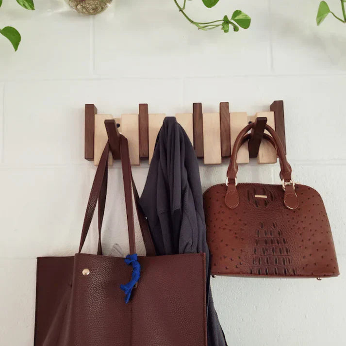 Wooden Piano Key Coat Rack – Elegant Wall Decor with Functional Storage