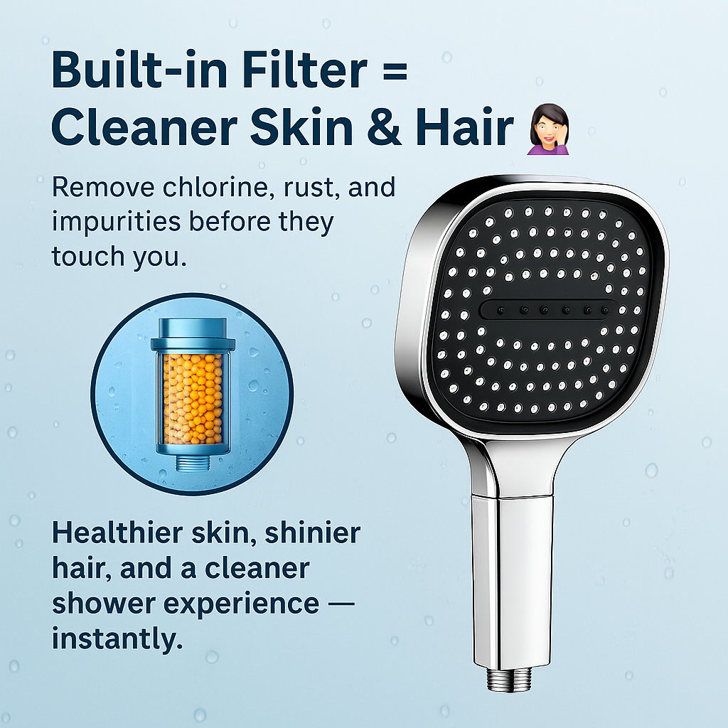 Turbo Boost High Pressure Shower Head with Advanced Filtration System