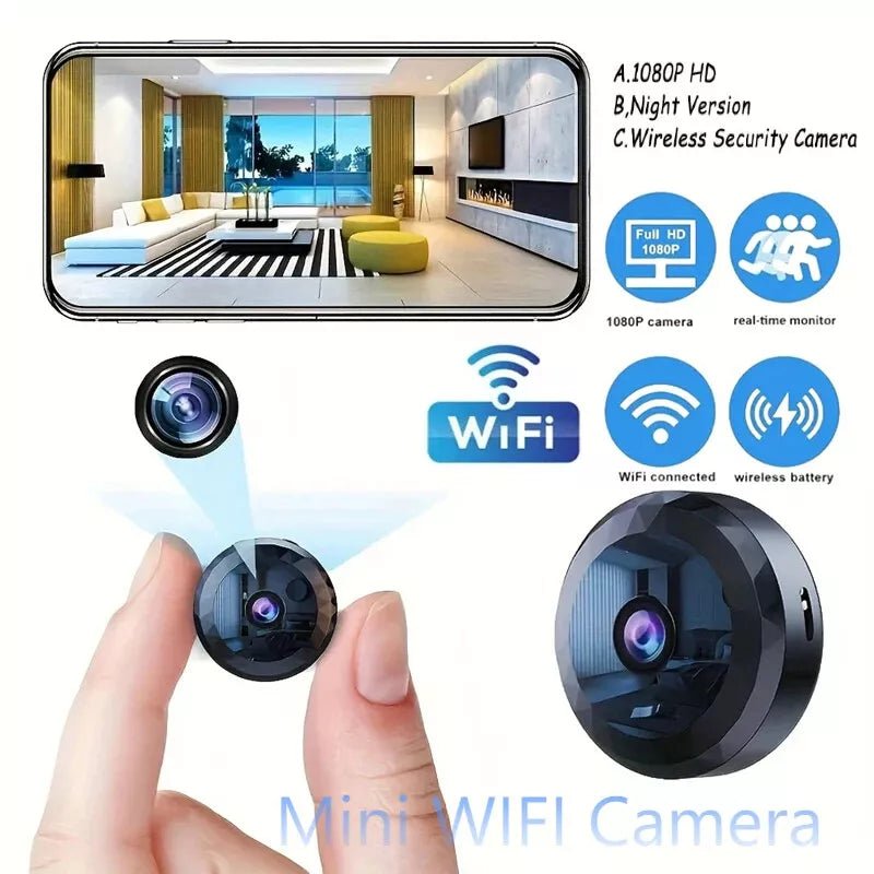 Magnetic Mini WiFi Camera 1080P HD with Night Vision & Motion Alerts