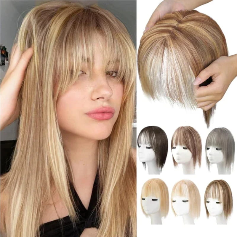 Women's Natural Hair Extensions with Adjustable Bangs